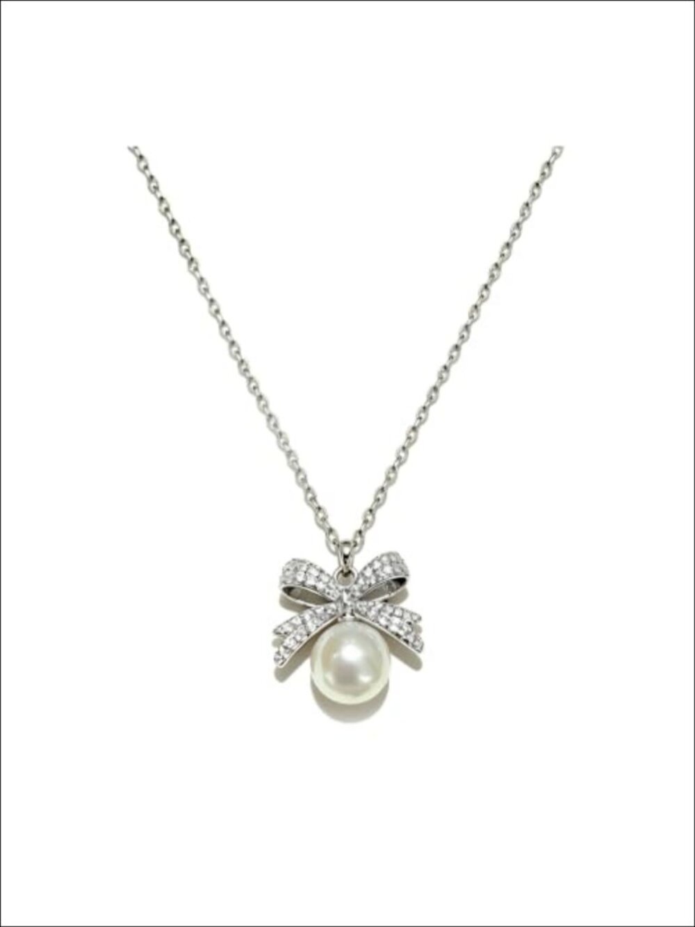 Rhinestone Bow Pearl Drop Necklace Adjustable Pendant Jewelry for Women